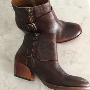 brown leather booties by Kork Ease